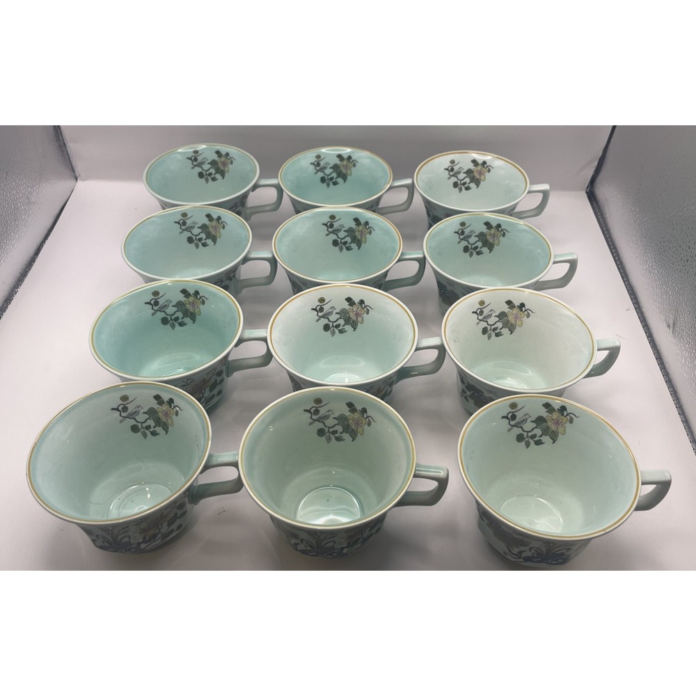 Lot of 12 Adams Calyx Ware Ming‎ Jade Tea Coffee Cups England Ironstone
